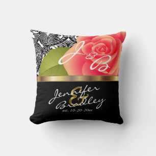 Coussin Design Mariage Rose corail - Personnaliser
