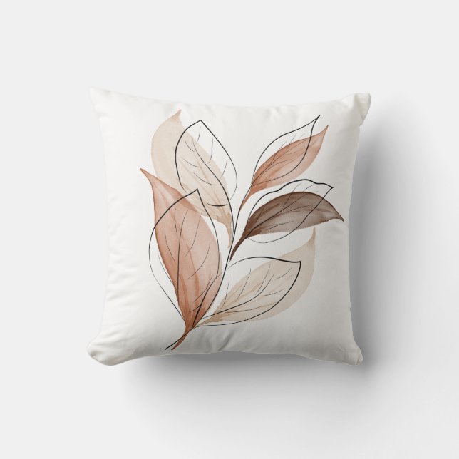 Coussin Design minimal à l'aquarelle aux tons terreux (Recto)