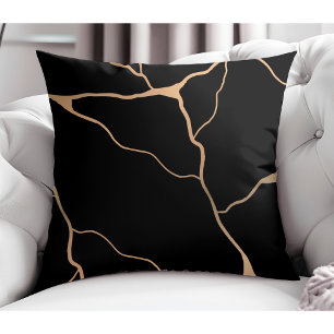 Coussin Design moderne Abstrait Gold Vein Design noir