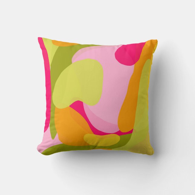 Coussin Design moderne Abstrait rose, jaune vif (Recto)