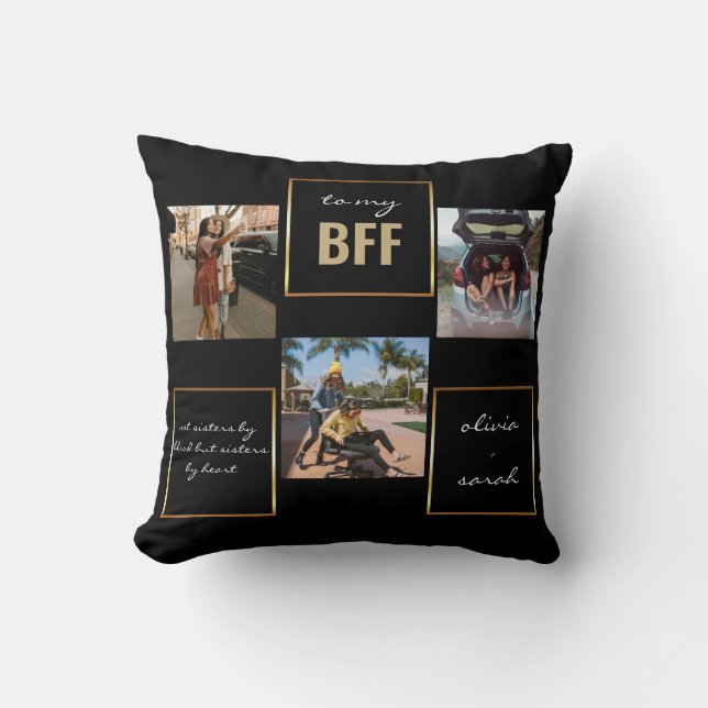 Coussin Design moderne Black Gold BFF 3 Photo (Recto)