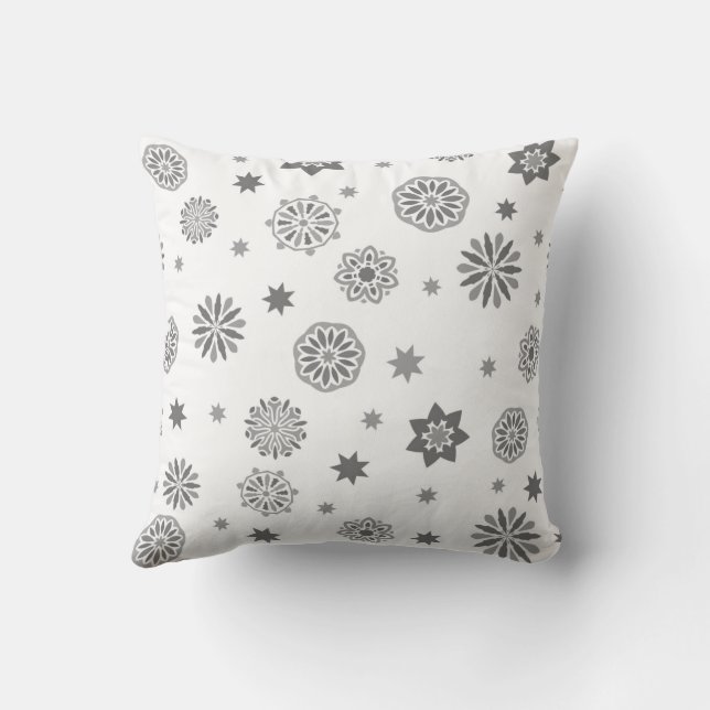 Coussin Design moderne floral abstrakt noir et blanc (Verso)