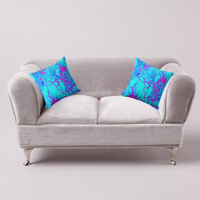 Coussin Design moderne rose bleu Contemporain Accent (Créateur téléchargé)