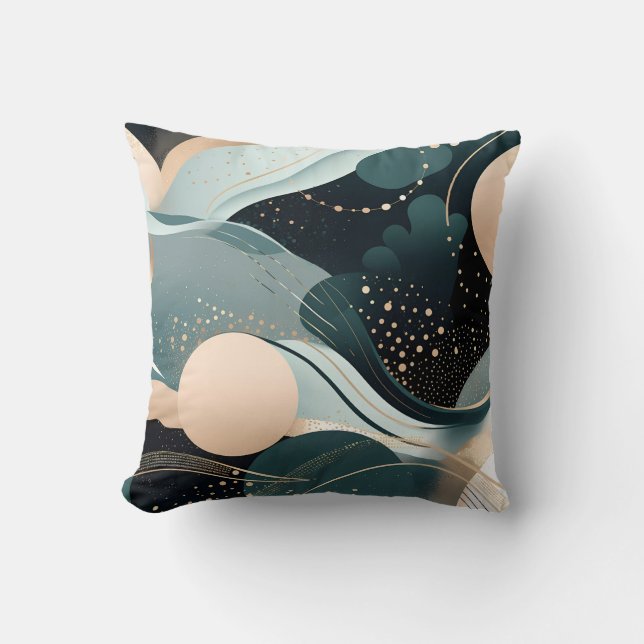 Coussin Design moderne turquoise Abstrait et rose vif (Recto)