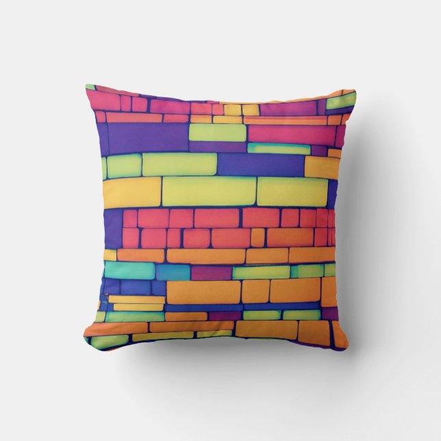Coussin Design mosaïque en briques de néon (Recto)