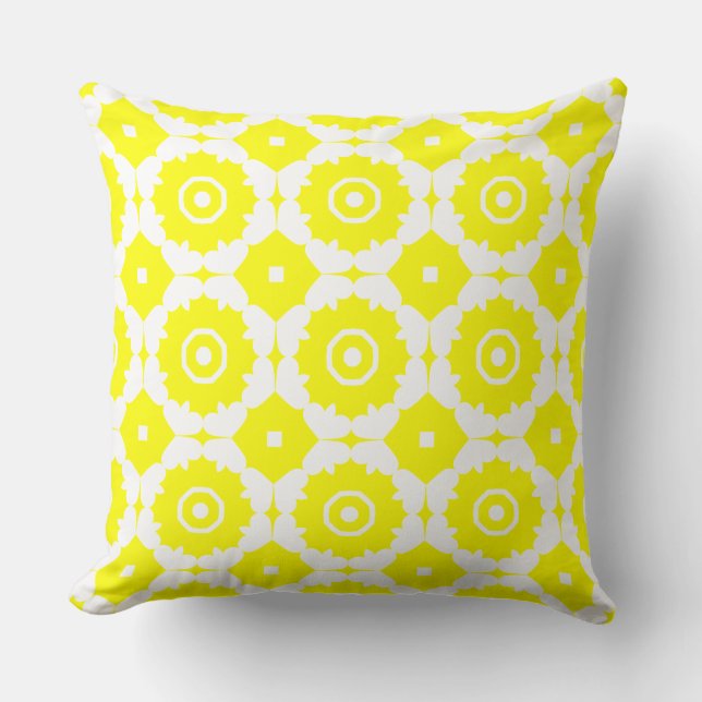 Coussin Design motif blanc et jaune (Recto)
