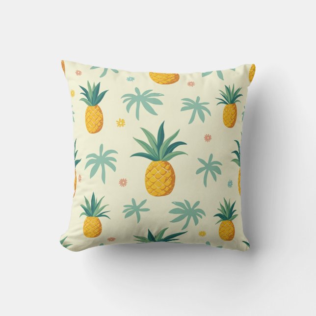 coussin design motif d'ananas et d'arbre tropical (Recto)