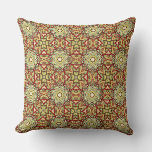 Coussin Design Motif ethnique Mandala Red Gold complexe.