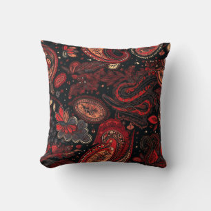 Coussin Design Motif gras et magnifique Red Paisley