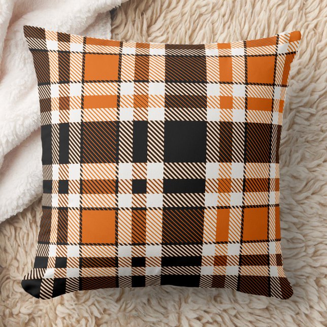 Coussin Design Motif orange noir blanc flanelle tatan (Créateur téléchargé)