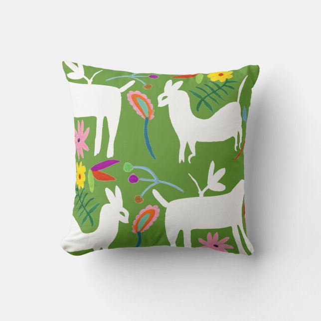 Coussin Design Otomi moderne | Llama Donkey Design (Recto)