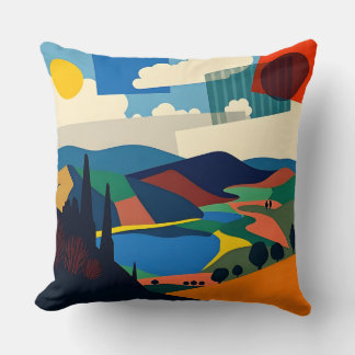 Coussin Design paysager coloré