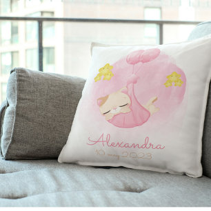 Coussin Design personnalisé Cute Kitten et Ballons