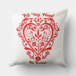 Coussin Design personnalisé Red Fancy Heart 20in