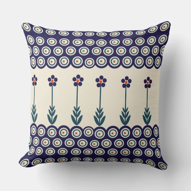 Coussin Design polonais de céramiques traditionnelles (Recto)