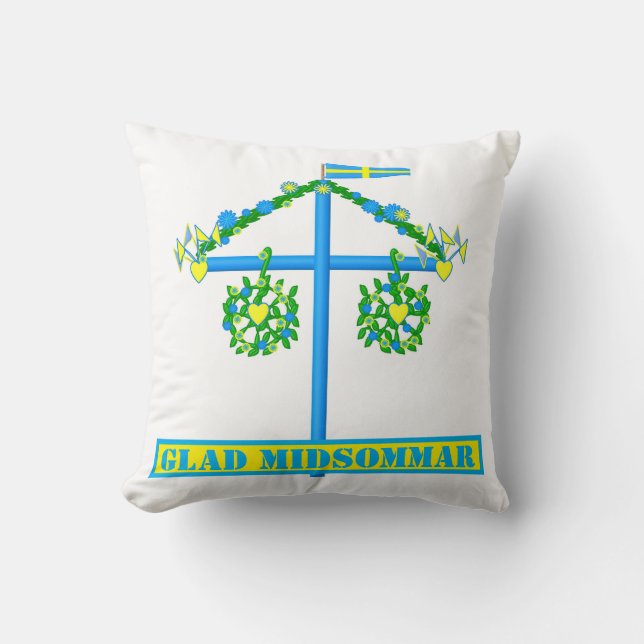 Coussin design scandinave, Personnalisé Glad midsommar (Recto)