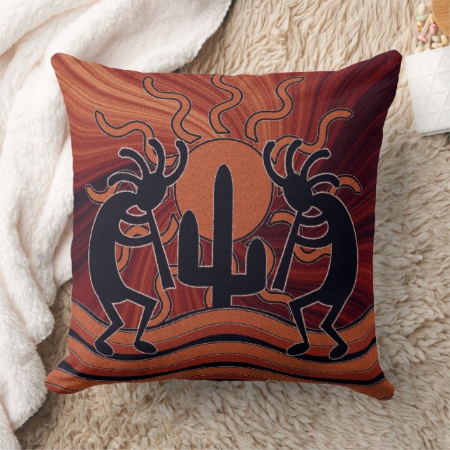 Coussin Design sud-ouest Kokopelli Désert Sun Cactus (Couverture)