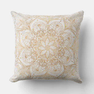 Coussin Design tendance or floral Mandala Marble