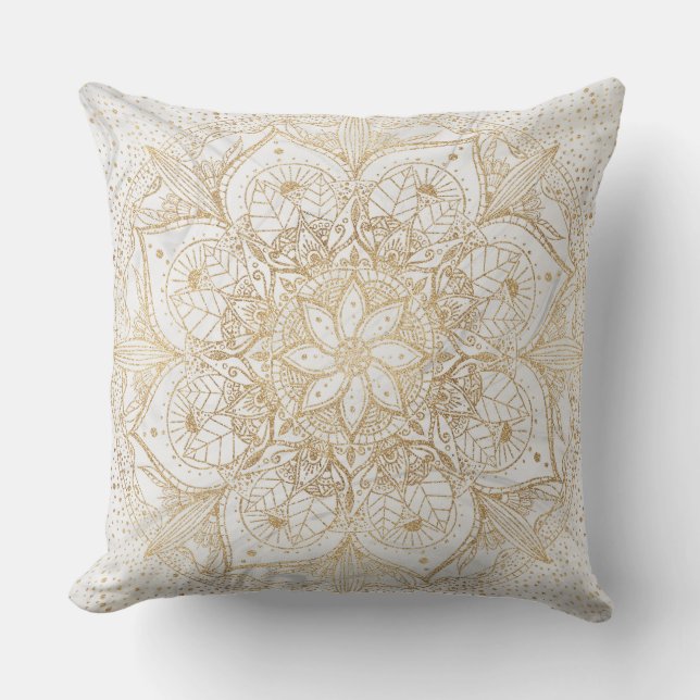 Coussin Design tendance or floral Mandala Marble (Recto)