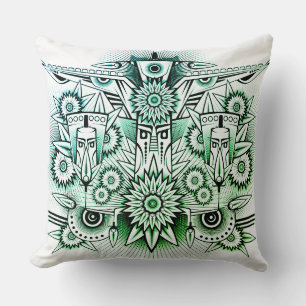 Coussin Design tribal teinte verte