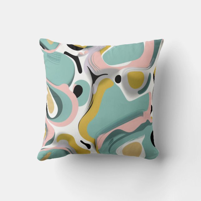Coussin Design Turquoise, rose et blanc Abstrait (Verso)
