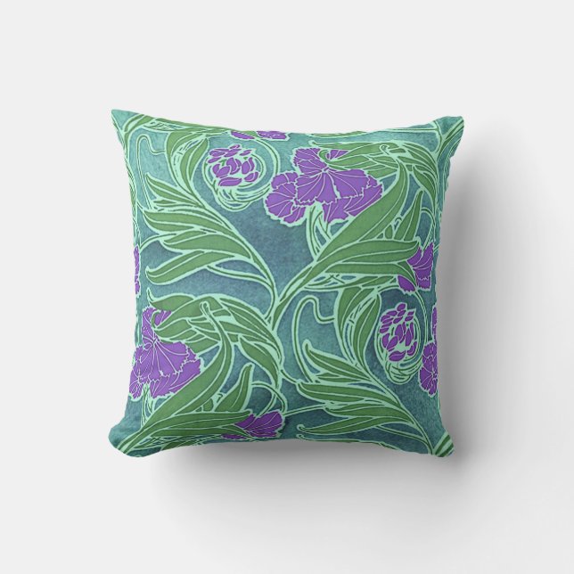 Coussin Design Vintage de fleurs violettes de Seguy (Recto)