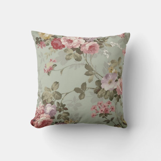Coussin Design vintage vert olive Dusty (Recto)