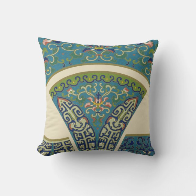 Coussin Designs orientaux bleus avec facettes souriantes (Recto)