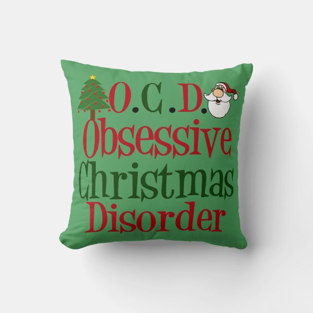 Coussin Désordre obsédant vert mignon Père Noël de Noël (Recto)