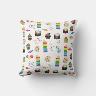 Coussin Desserts et Motif de gâteaux arc-en-ciel colorés