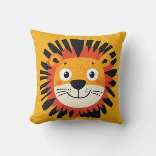Coussin Dessin à la main des enfants Lion Fun Jungle