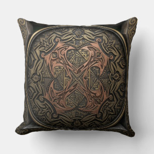 Coussin Dessin à la main en 3D numérique : Mandala en bron