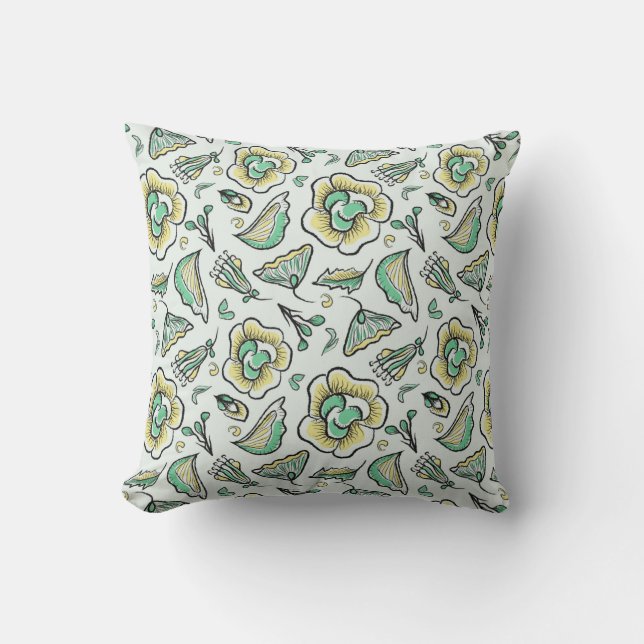 Coussin Dessin à la main motif floral abstrait (Recto)