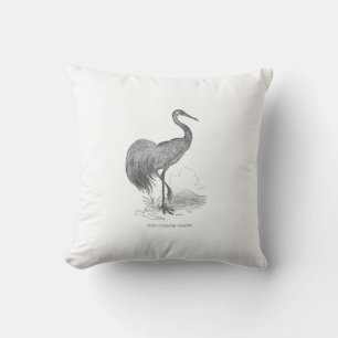 Coussin Dessin à la plume et à l'encre d'un oiseau grue vi