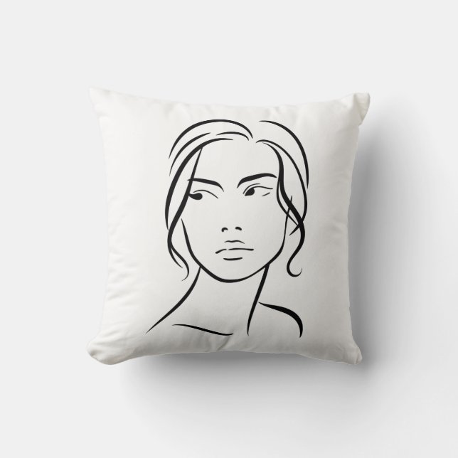 Coussin Dessin à visage féminin d'une ligne 4 (Recto)
