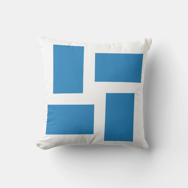 Coussin Dessin abstrait blanc et bleu pastel royal (Recto)