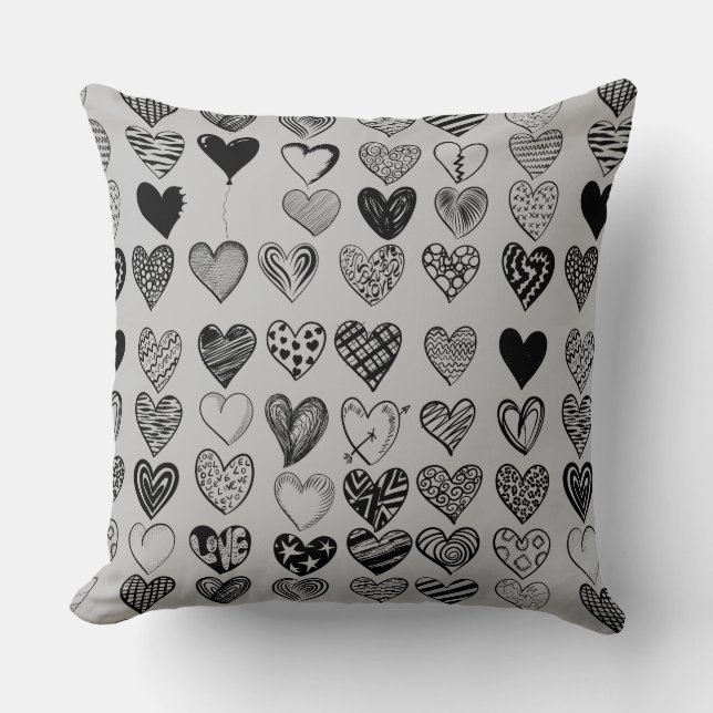 Coussin Dessin adorable de Black Heart Scribble (Recto)