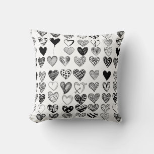 Coussin Dessin adorable de Black Heart Scribble