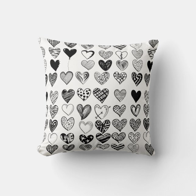 Coussin Dessin adorable de Black Heart Scribble (Recto)