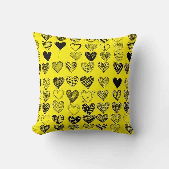 Coussin Dessin adorable de Black Heart Scribble (Recto)