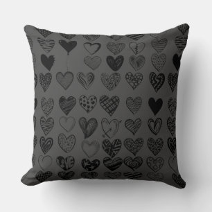Coussin Dessin adorable de Black Heart Scribble
