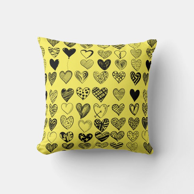 Coussin Dessin adorable de Black Heart Scribble (Recto)