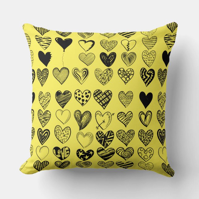 Coussin Dessin adorable de Black Heart Scribble (Recto)