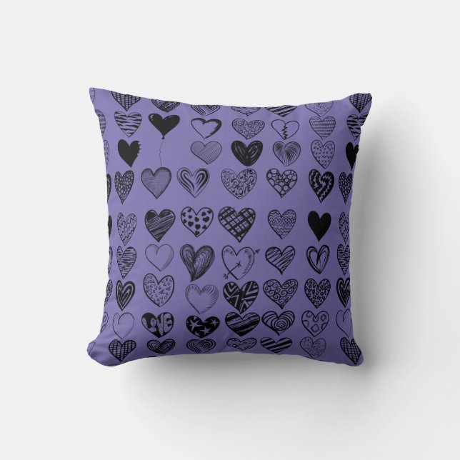 Coussin Dessin adorable de Black Heart Scribble (Recto)