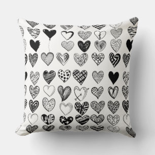 Coussin Dessin adorable de Black Heart Scribble