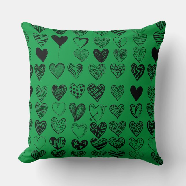Coussin Dessin adorable de Black Heart Scribble (Recto)