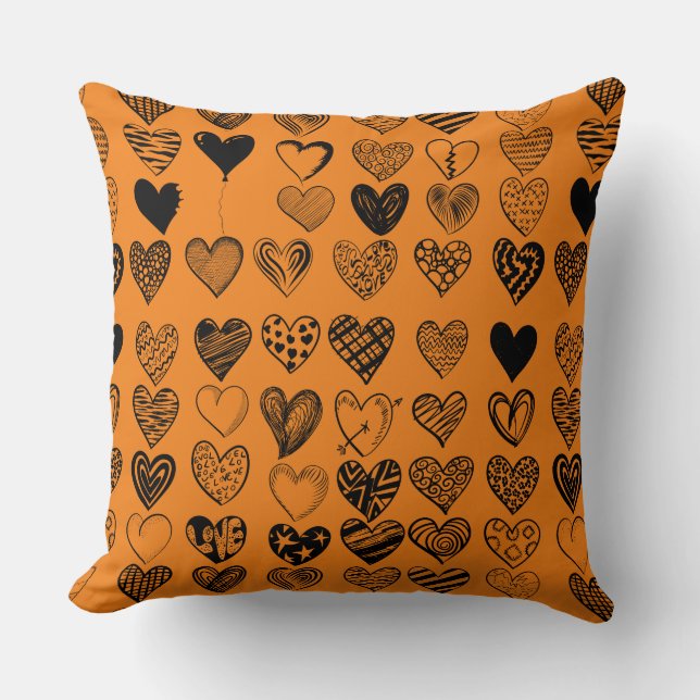 Coussin Dessin adorable de Black Heart Scribble (Recto)