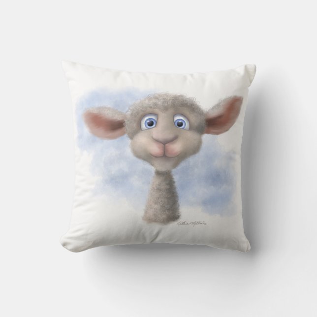 Coussin Dessin animé d'agneau doux (Recto)