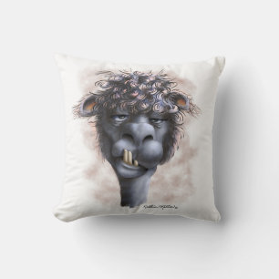 Coussin Dessin animé d'alpaca dément