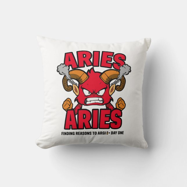 Coussin Dessin animé de Bélier du zodiaque drôle et sarcas (Recto)